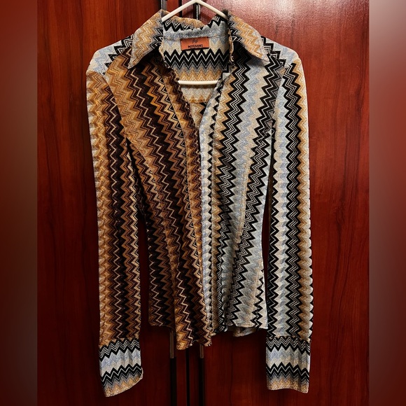 Missoni Multicolor Metallic Slim Fit Long Sleeve Size 42 - Picture 4 of 17